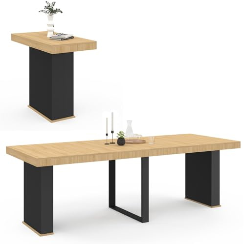 IDMarket - Mesa Consola Extensible Eden 10 Personas 235 cm Madera y Negro