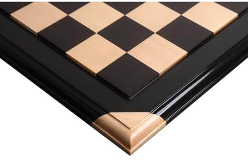 Royal Chess Mall -21 Luxus-Schachbrett aus Ebenholz und Ahornholz - 55 mm im Quadrat - erhabene Spielsteine