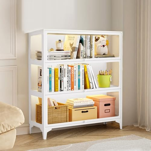 Glasvitrine Standvitrine Vitrine Aus Glas Für Wohnzimmer Curio Vitrine Standvitrine Ausstellungsvitrine Aus Hartglas Standvitrine Für Büro Wohnzimmer Küche Sammlerstücke Bücher Wein(Wit,80x31x114cm)