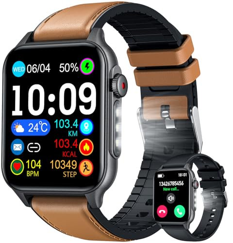 Reloj Inteligente Hombre Smartwatch Llamadas - 1.96 Smart Watch con Pulsometro Presion Arterial Fitness Pasos Running Impermeable Linterna Pulsera Actividad Reloj Deportivo Hombre para Android iOS