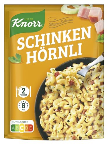 Knorr Hüttenschmaus Schinken Hörnli Pastagericht, leckere Pasta 2 Portionen | leckere Pasta fertig in 6 Minuten