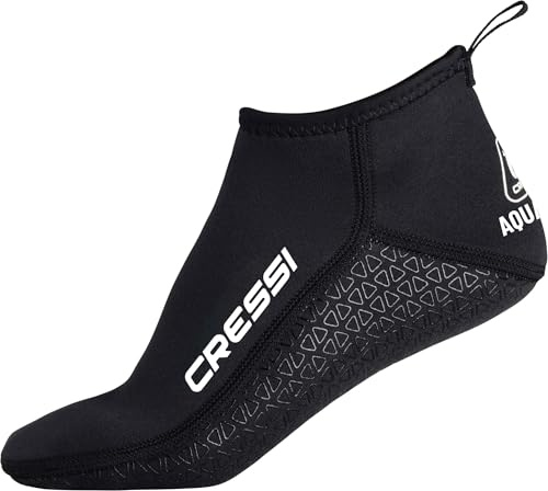 Cressi Aqua Grip Neoprene Socks 3mm M - Calzari Corti Unisex in Neoprene Doppia Fodera Nero 3mm con Suola Antiscivolo, Ideali per attività Acquatiche e di Superficie, M (40/41)