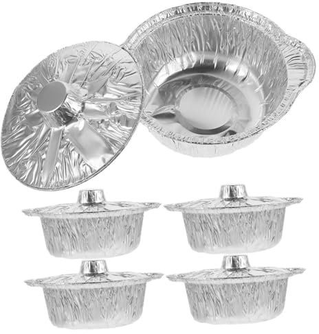 PRETYZOOM Plats En Aluminium Avec Couvercle Marmites Pour Barbecue En Plein Air Plaques De Cuisson À Gâteaux Multi-usages