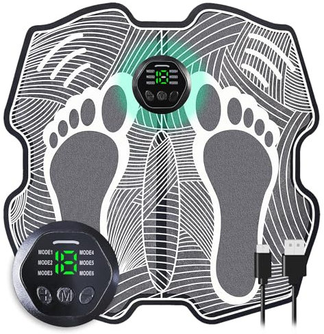 EMS - Massaggiatore elettrico per piedi - Tappetino per dolore alla circolazione, stimolatore muscolare elettronico domestico, pieghevole, ricaricabile