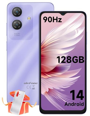 Ulefone Note 21 SIM-Free Unlocked Mobile Phones, 128GB/1TB SD Android 14, 90Hz 6.56 Octa Core 13MP Camera 5000mAh, 4G Dual SIM Smartphone Fingerprint Face Unlock, 2025 Purple