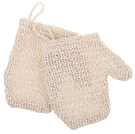 HAPINARY 2pcs Exfoliating Body Scrub Gloves Cotton-linen Double-sided Bath Mitts Soft Shower Scrubber Gloves for Women Deep Cleaning Skin Care Bath Accessories