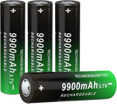 4 Piezas Ni-MH Batería Recargable 3.7V, Cabeza Plana 3.7Volt 9900mAh Pilas Recargables para Baterías, Linterna, Coche electrónico, En Caja, 18mm*67mm/0.7inch*2.63inch