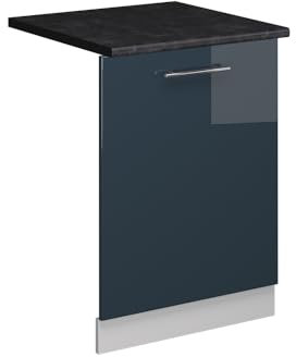 Vicco Façade de Lave-Vaisselle Fame-Line, Bleu foncé Brillant, 60cm, PT Anthracite, à Combiner avec d'autres modules de la série Fame-Line