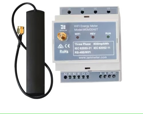 IAMMETER WLAN-Energiezähler, 3-Phasen-4-Leiter Strommonitor, unterstützt Split-Phase, flexibler Eingang für Stromwandler, Solar-PV-Überwachung, Home Assistant Integration, Modbus TCP/RTU (WEM3046T)