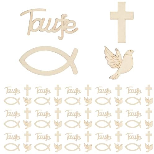 JEYORZY 60 Pezzi Battesimo Comunione Coriandoli, Croce Legno, Confettata Cresima Decorazioni Tavolo, Scritta Cresima da Tavolo, Comunione Bambino, Baby Shower Feste Matrimonio Compleanno