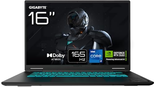 GIGABYTE Gaming A16 Portátil – 16, 165Hz WUXGA, Intel Core i7-13620H, RTX 5050, 16GB DDR5 5200MHz, SSD Gen4 de 1TB, Dos, Garantía de 2 años, Dolby Atmos, Gaming A16 CTHI3ES894SD