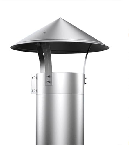Cappa per Camino in Acciaio 201/304 Inox (Ø 90mm-240mm), Comignolo per Camino, Stile Ombrello Copertura Antipioggia per Tetto, Cappuccio per Bocchetta di Ventilazione, Argento(130mm/5.12in(304))