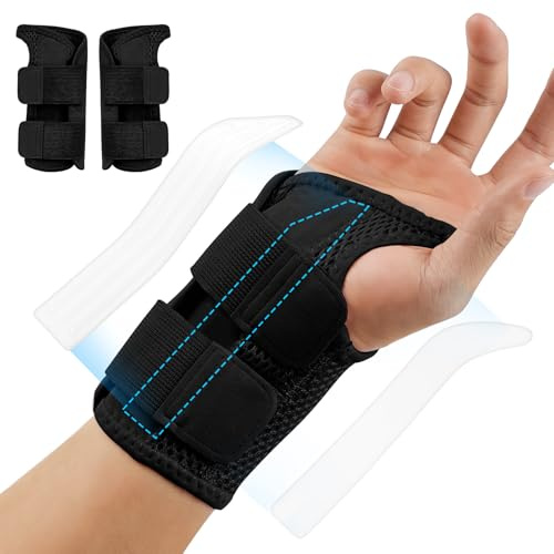 Fefod Handgelenkstütze, Handgelenkbandage mit Stützstange Rechte Hand,Einstellbar Karpaltunnelsyndrom Schiene für RSI,Sehnenscheidenentzündung, Verlängert Handgelenkschiene für Frauen Männer,Schwarz