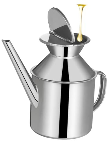 Uonlytech Distributeur D'Huile En Inox Bouteille Pour Huile De Cuisine Rechargeable Avec Bec Long Et Couvercle Récipient D'Huile Pour Huile D'Olive Vinaigre Et Condiments Liquides