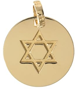 Symbolikamente MEDAGLIA STELLA DI DAVIDE in argento AG 925 dorato – grammi 3,80 ca- diametro centimetri 2,1- Questo Simbolo rappresenta l’unione del Cielo con la Terra