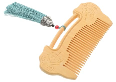 CLISPEED Hand-polished Boxwood Comb Ruyi Lock Pattern Fine Tooth Wooden Comb for Women Beard Care Scalp Massage Traditional Carved Hair Styling Tool