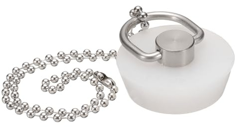 QUARKZMAN Tapon De Desagüe, Tapón De Bañera De Silicona Tapones De Lavabo con Anillo Colgante Y Cadenas De Cuentas De 15 para Bañera Cocina Baño (Blanco - 1.38 A 1.46)