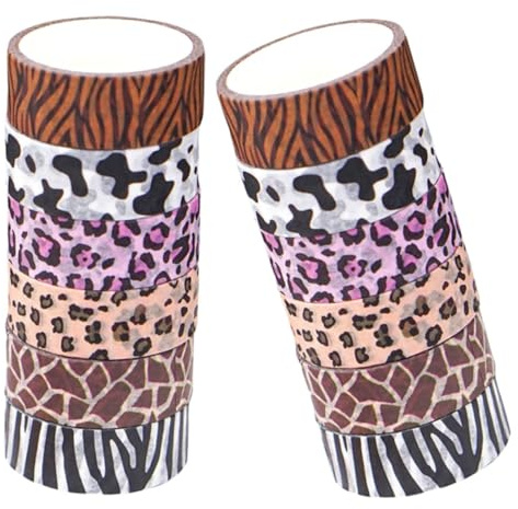 TOVINANNA 12 rouleaux Lot Ruban Adhésif Décoratif à Motifs Animaux Ruban Washi pour Scrapbooking Bricolage et Décoration Cadeau Facile à Déchirer et Coller pour Journaux et Projets Créatifs