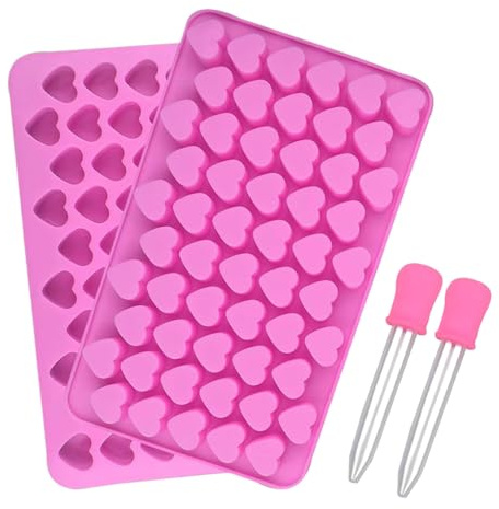 Moldes de Corazón para Caramelos - 55 Cavidades Para Pastillas De Aromática Con Cuentagotas,Mini Moldes De Corazón De Silicona Para San Valentín - Para Gelatina Jabón Chocolate