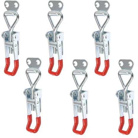 Loquet a Bascule en Acier au Carbone Sans Trou de Serrure Lot de 6 Fermeture a Levier Sauterelle de Serrage pour Loquet Porte et Fermeture Porte Verrou Coulissante a Ressort