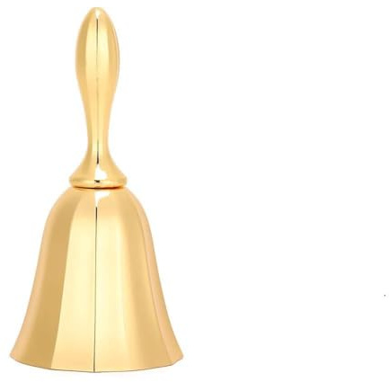 Handklocka i Zinklegering med Retro Design, Silverfinish (Guld), Liten Serviceklocka för Middag, Klassrum och Kontor, Högt och Tydligt Ljud, Elegant Dekoration