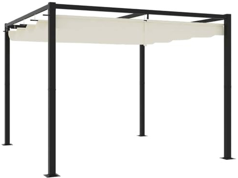 KGFHERENB Tonnelle de jardin 3 x 3 m avec toit extensible Pergola anthracite | Distributeur d'ombre flexible pour jardin et cour avec auvent réglable en polyester pour les fêtes de famille.