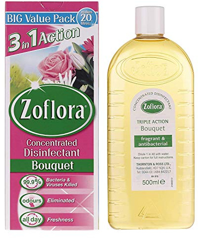 Zoflora Bouquet 6pc x 500ml, Concentrated 3-in-1 Multipurpose Disinfectant Kills 99.9% of Bacteria & Viruses