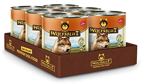 WOLFSBLUT – Wide Plain Adult | Nassfutter mit natürlichen Zutaten und wertvollen Superfoods für ausgewachsene Hunde. Getreidefreies Alleinfutter ohne Zusatzstoffe in der Dose | 6x800g Pferd