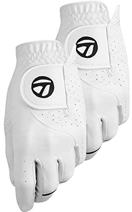 TaylorMade Golf STRATUS TECH GLOVE 2-PACK (WHITE, LEFT HAND, LARGE), WHITE(LARGE, WORN ON LEFT HAND)