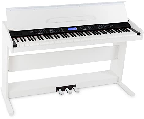 FunKey DP-88 II Digitalpiano (88 anschlagsdynamische Keyboard-Tasten, 128-fach polyphon, 360 Sounds, 160 Styles, MP3-Player, Lernfunktion, Record- & Playback-Funktion, 3 Pedale) weiß