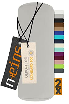 npluseins Doppelpack Jersey Nackenrolle-Kissenbezug - Uni Kissenhülle 1389.1908, ca. 40 x 15 cm, Silber