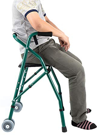 Rollator Walker 2 Wheels - Lightweight Folding and Height Adjustable Adult Travel Walkers for Seniors, Rolling Walker with Seat Mobility Aid Walking Frame