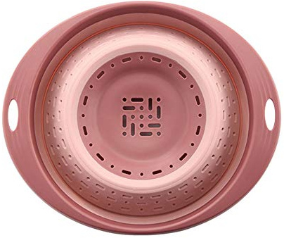 KANKOO Strainer Bowl Kitchen Equipment Sink Strainer Basket Collapsible Folding Washing Up Bowl Large Colander Collapsible Colander Collapsible Basin Pink,One Size