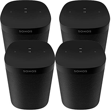 Sonos Four Room Set One SL - The Powerful Microphone-Free Speaker for Music and More - Black (Renewed)