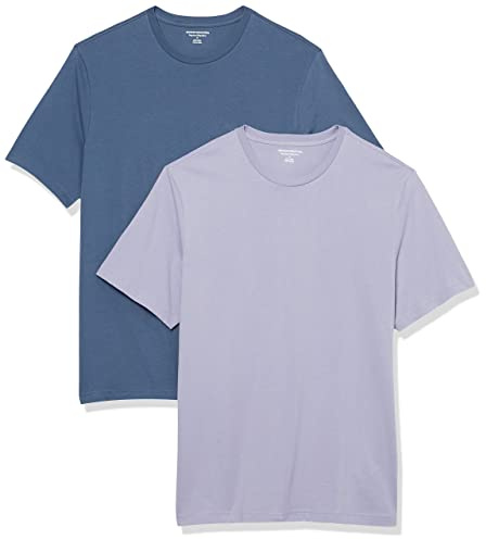 Amazon Essentials herr normal passform kortärmad rund hals t-shirt, paket med 2, lavendel/tvättad blå, Large