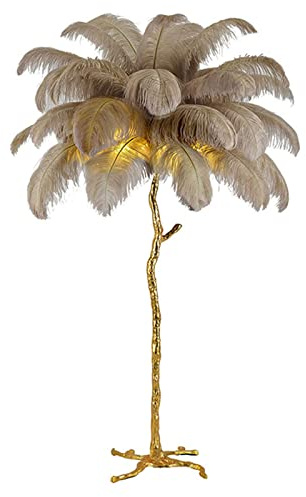 YHYYU Stehlampe mit Federn, Moderne Feder Stehleuchte, LED Dimmbar Eck Stehlampen, Leseleuchte Bodenlampe, Standleuchte für Wohnzimmer und Schlafzimmer (120cm, Braun)