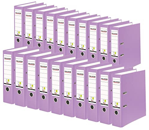 FALKEN 20x PP-Color Kunststoff-Ordner 8 cm breit DIN A4 flieder | Made in Germany Kunststoffbezug außen Papierbezug innen Vegan