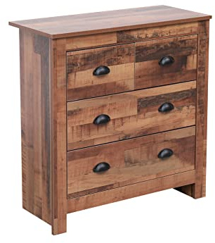 Kingwudo® Wooden Chest of Drawers 2+2 Drawers Chest Storage Unit Cupboard Sideboard Storage Cabinet Organizer Unit for Bedroom Furniture Living Room Kitchen
