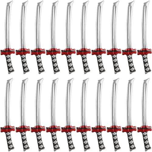 Fahacop 20 Pack 30 Inch Inflatable Katana Blow Up Samurai Sword Inflatable Weapons for Party Favors Cosplay Samurai Theme Party