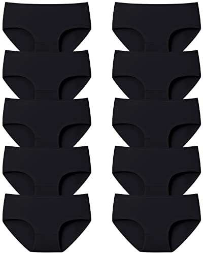 Adorel Mädchen Unterhosen Baumwolle Teenager Slips 10er-Pack Schwarz 152-158 EU (Herstellergröße L)