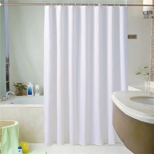 Syiboo Duschvorhang Weiss 150x140cm Duschvorhäng Anti Schimmel,Wasserabweisend Stoff Duschrollo Waschbar,3D Draussen Bad Vorhang Schnell Trocknend,Badewanne Badezimmer Decor Vorhänge