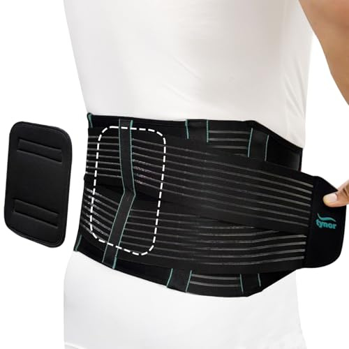 TYNOR Rückenstützgürtel, Rückenbandage bei Schmerzen im unteren Rücken, atmungsaktiver Lordosenstützgürtel für Männer & Frauen, Ischias, Heben, verstellbarer Rückengurt mit Lendenpolster, XXL