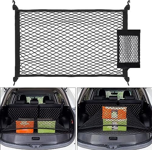 TIENDIFY Red Maletero de Coche Tamaño 90 x 60 se extiende hasta 160 x 110 cms + Bolsa elástica Almacenamiento Productos pequeños Red Maletero con 4 Ganchos Coche Caravana y SUV