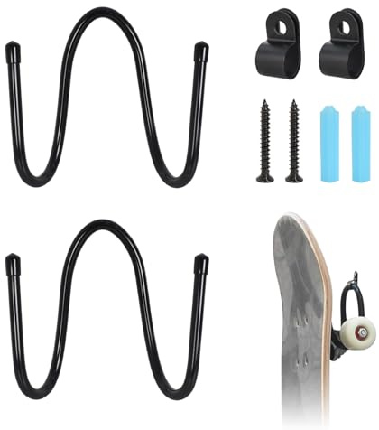 DecorDwell 2 stycken skateboardhållare, väggfäste för skateboard, displayställ för skateboardförvaring, skateboardhållare, displayhållare för Longboard, Skateboard, Snowboard