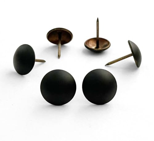 Let's Decorate Lot de 100 clous décoratifs en métal noir mat de taille moyenne pour porte de grange, canapé, meubles, décoration d'intérieur et de bricolage (D16 mm)