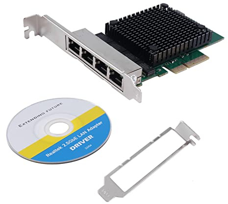 TsoLay Carte RéSeau PCIE X4 2.5G Gigabit RTL8125B Carte RéSeau Ethernet 4 Ports Carte RéSeau pour Serveur de Bureau
