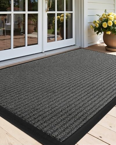 COLOR&GEOMETRY fußmatte Outdoor außen wetterfest - Grau 60x90cm - fussmatte aussen aussenbereich schmutzfangmatte außenbereich haustür willkommen