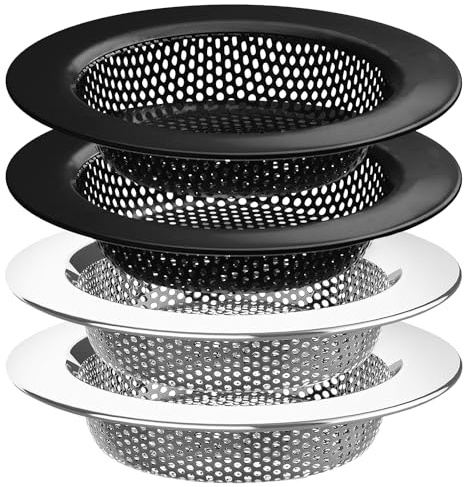 4 Pcs Stainless Steel Mesh Sink Drain Strainer, 4.5 Top / 3 Kitchen Filter Trap Basket with Large Wide Rim, Large Food Catch for Bathroom Bathtub Wash Basin Floor Drain Balcony RV Drain Hole