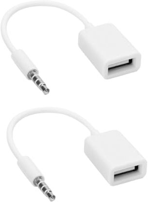 Cyrank Adattatore Jack Audio Maschio da 3,5 Mm a USB da 2 Pezzi a USB 2.0 Femmina Cavo Convertitore USB