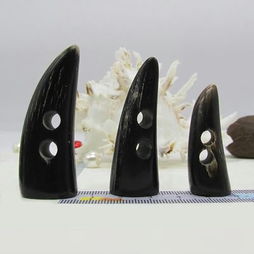 ZAZUZU Knebelknöpfe aus echtem Horn, groß, Olivenform, Büffelhorn, Mantelknöpfe zum Nähen, Stricken, Duffle, Trenchcoat, 30–65 mm, 3 Stück